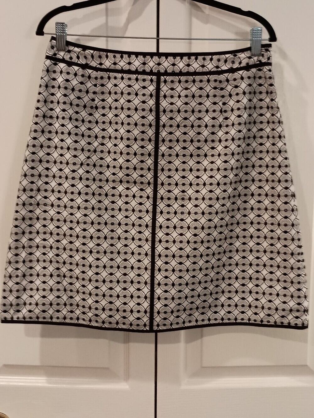 Talbots Black & White Geometric A-Line Skirt